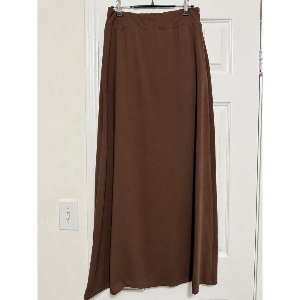 Halara High Waisted 2-in-1 Maxi Skort Brown Buckle Split A-Line Skirt Medium - Picture 5 of 6